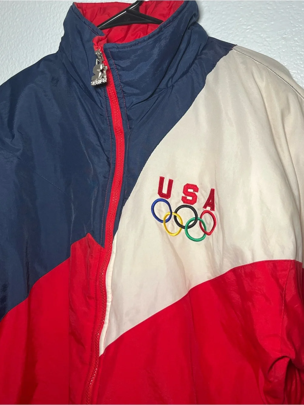 VTG RARE Starter USA Olympic Team Jacket Red White Blue Officially Licensed Sz M